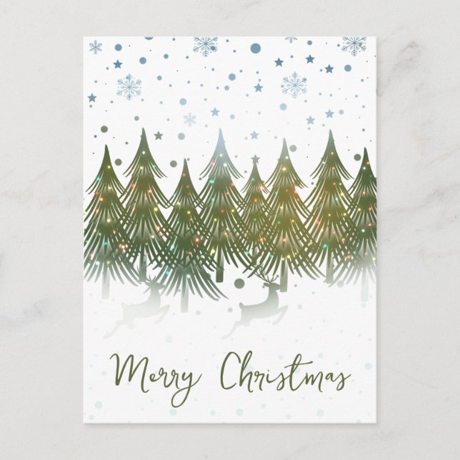 Vinter Forest Reindeer Helgdag julvykort Helg Vykort (Framsida)