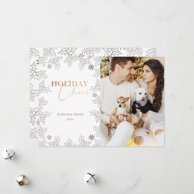 Vinter fotokort för Guld-Helgdag Julkort (Fram/Back In Situ)