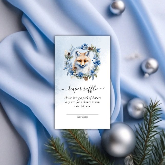 Vinter Fox Baby Shower Diaper Raffle Tilläggskort (Winter Fox Baby Shower Diaper Raffle Enclosure Card)