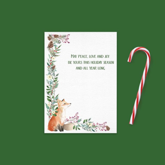 Vinter Fox Helgdag Foliage Ram julkort (Skapare uppladdad)
