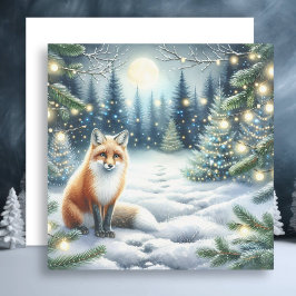Vinter Fox i en vismisk juljul Julkort