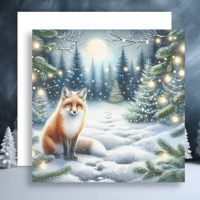 Vinter Fox i en vismisk juljul Julkort (Skapare uppladdad)