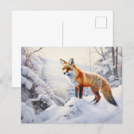 Vinter Fox i Skogen Vykort