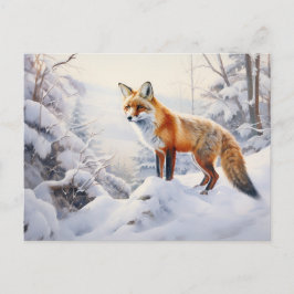 Vinter Fox i Skogen Vykort