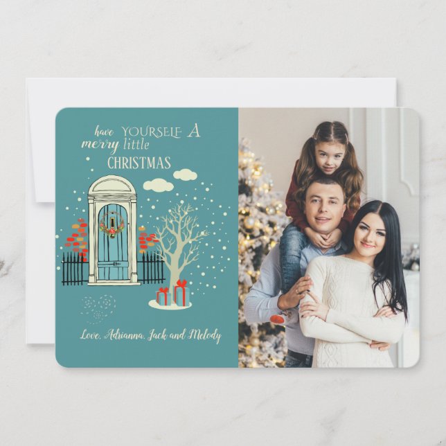 Vinter Fram dörr Foto Semestkort Inbjudningar (Framsida)