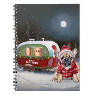 Vinter Fransk Bulldogg Husvagn Juläventyr Anteckningsbok