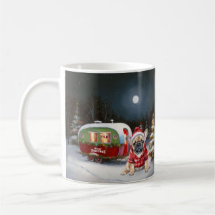Vinter Fransk Bulldogg Husvagn Juläventyr Kaffemugg