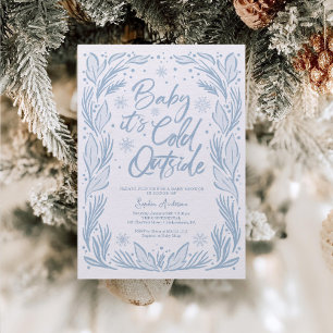 Vinter Frost Snöflinga Baby Shower Bebis Det är Ka Inbjudningar