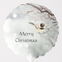 Vinter Frosty Träd Chickadee Bird-jul
