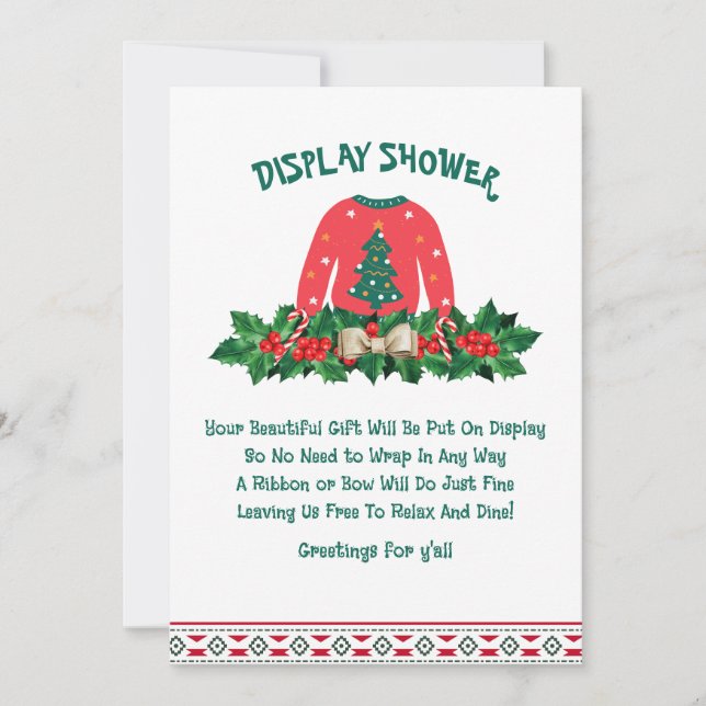 Vinter ful jultröja baby shower följekort inbjudningar (Framsida)