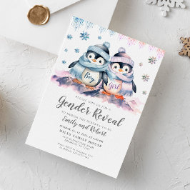 Vinter-Gender-kalvning, babykläder, penguin Inbjudningar