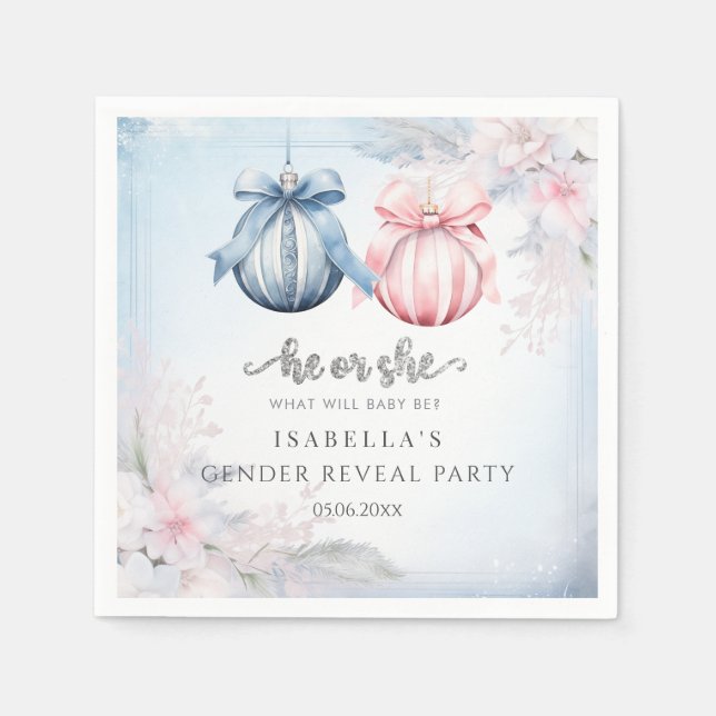 Vinter Gender Reveal Party Pappersservett (Framsidan)