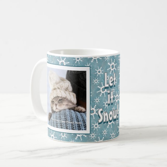 Vinter Geometriska Snöflingor Personlig Foto Kaffemugg (Framsida vänster)