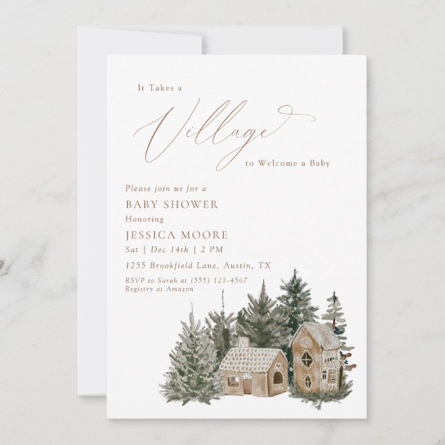 Vinter Gingerbread By Winter Baby Shower  Inbjudningar (Framsida)
