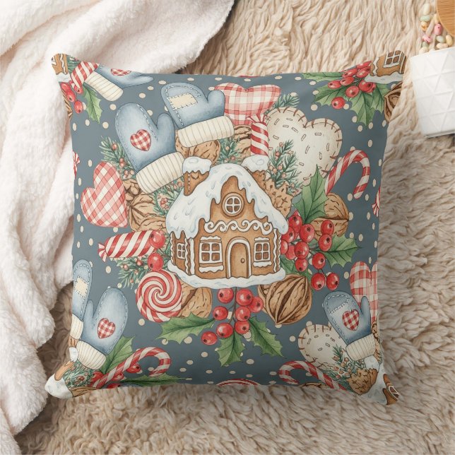 Vinter Gingerbread Cottage - Handskar Kudde (Filt)