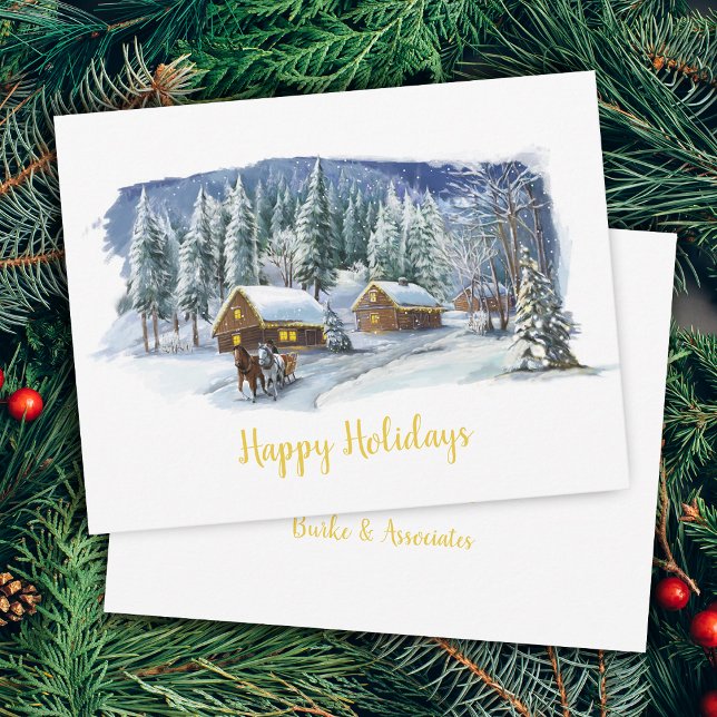 Vinter Glad Jul Affärs Julkort (Winter Happy Holidays Business Christmas Card)