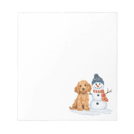 Vinter Goldendoodle Hund Söt Snöman Anteckningsblock