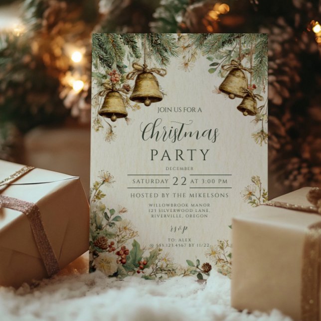 Vinter-Gräs och Klockor-julstämning Inbjudningar (Skapare uppladdad)