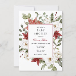 Vinter Greenery Baby Shower Inbjudningar