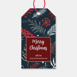 Vinter greenery botanical God jul Presentetikett