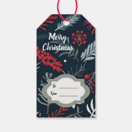 Vinter greenery botanical God jul Presentetikett