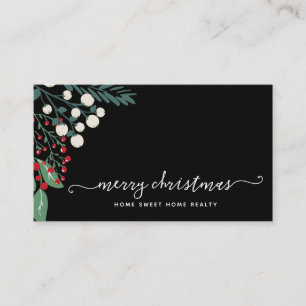 Vinter Greenery Holly och Berries jul Visitkort
