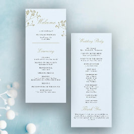 Vinter Greenery Ice Blue Guld Elegant bröllop Day Program