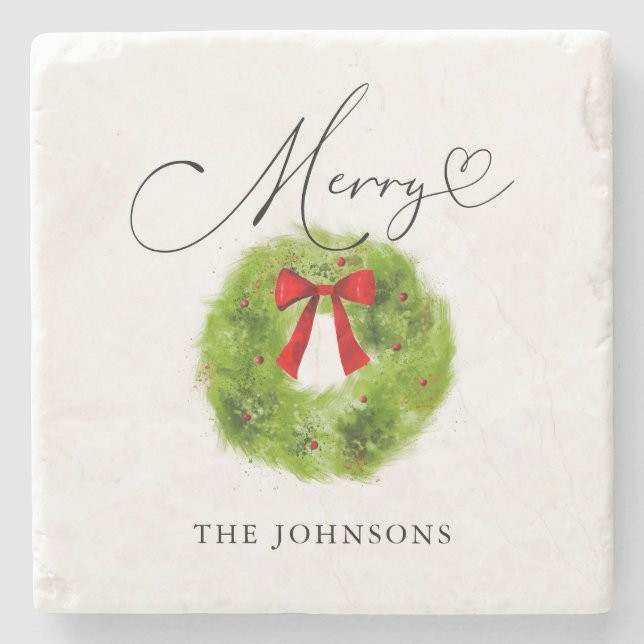 Vinter Greenery jul God andery Stenunderlägg (Framsidan)