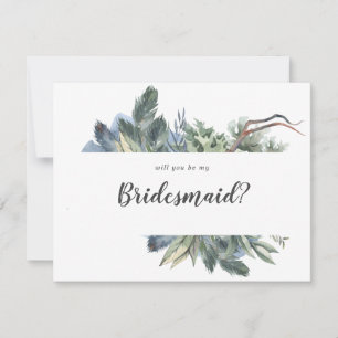 Vinter Greenery, kommer du att bli min bridesmaid Anteckningskort