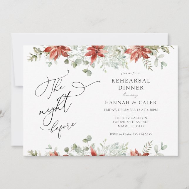 Vinter Greenery natten före rehearsal Middag Inbjudningar (Framsida)