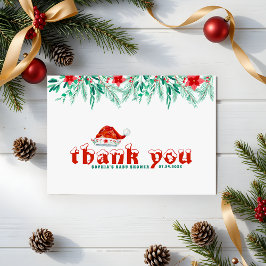 Vinter Greenery Santa Hat jul Baby Shower Tack Kort