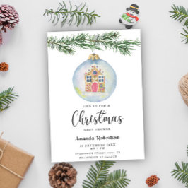 Vinter gren med leksak babydusch inbjudningar