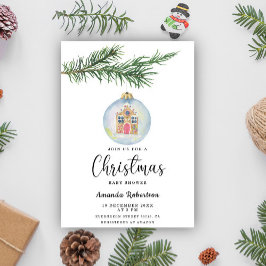 Vinter gren med leksak babydusch inbjudningar