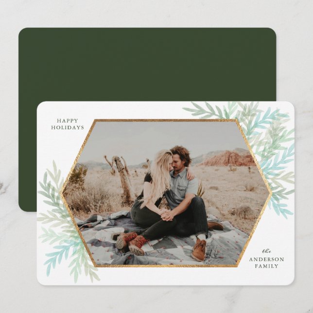 Vinter-Grenar Modern Helgdag-fotokort Inbjudningar (Fram/baksida)