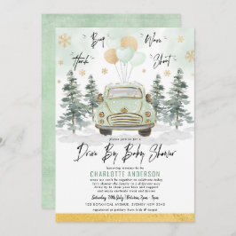 Vinter Grey Guld-enhet med babyskor Parad Inbjudningar