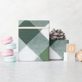 Vinter Grön Vit Höjdsnöjd Kryssrutig Mönster Presentpapper