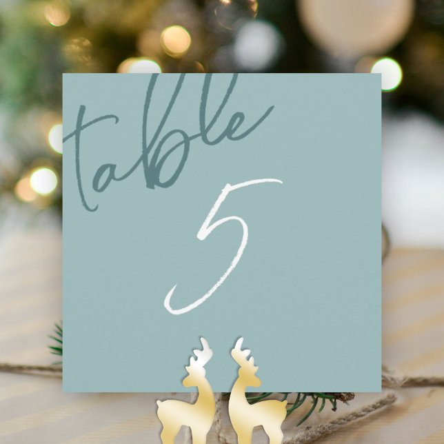 Vinter-Grönt, Bröllop-Bordsnummer-kort Inbjudningar (light green winter wedding table number signage elegant script calligraphy simple wedding sign green)