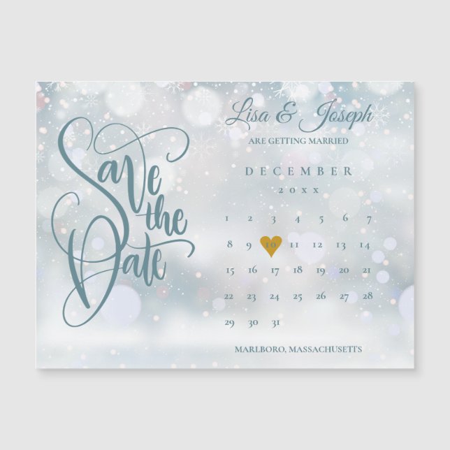 Vinter Guld Hjärtkalender Spara Datum (Framsida)