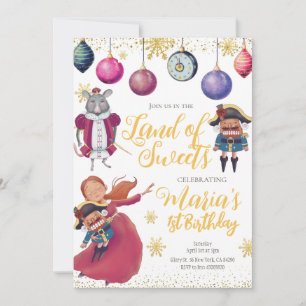 Vinter Guld Nutcracker Birthday-inbjudan Inbjudningar
