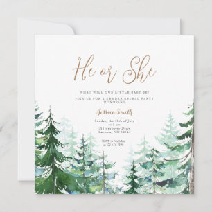 Vinter Han eller hon Gender Reveal Forest Inbjudningar