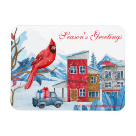 Vinter Happyland Watercolor Illustration jul Magnet
