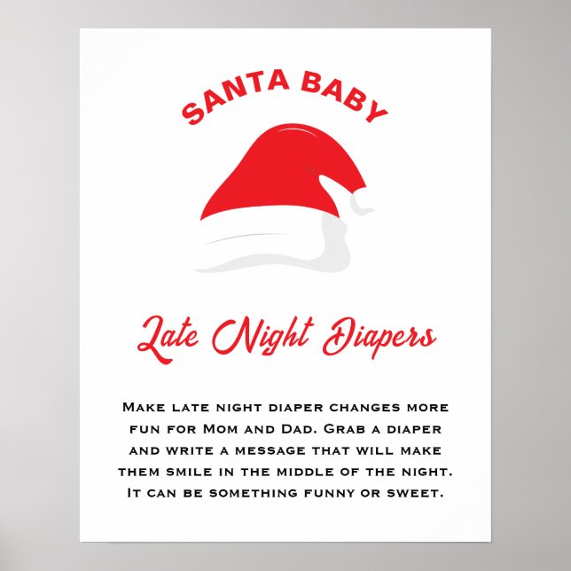 Vinter Hat Santa Baby Shower Late Night Diables Poster (Framsidan)