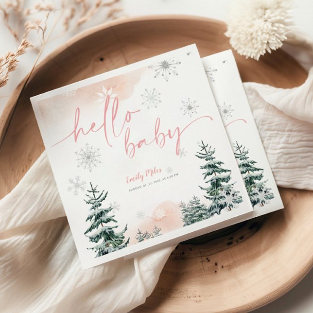 Vinter Hej Baby Napkins, babyskor Pappersservett (Skapare uppladdad)