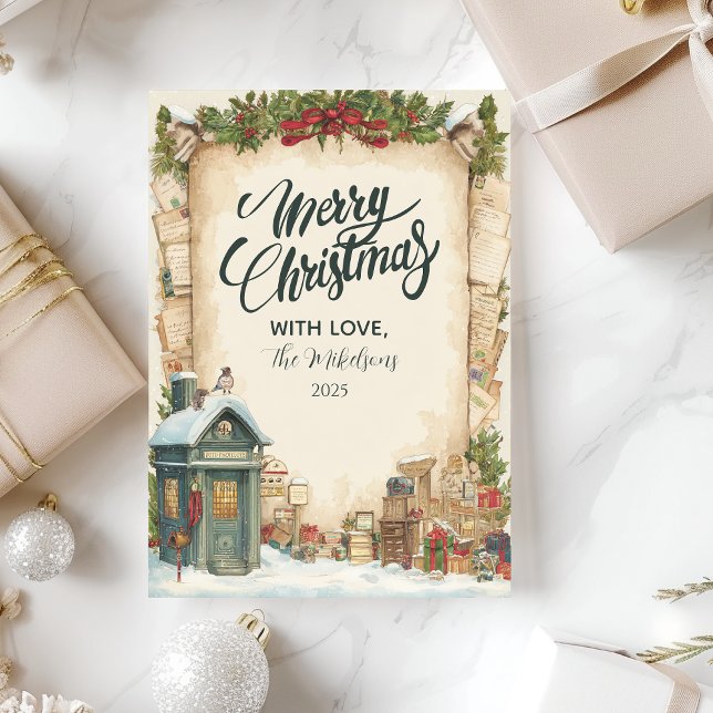 Vinter-Helgdag för Red Postbox Julkort (Skapare uppladdad)