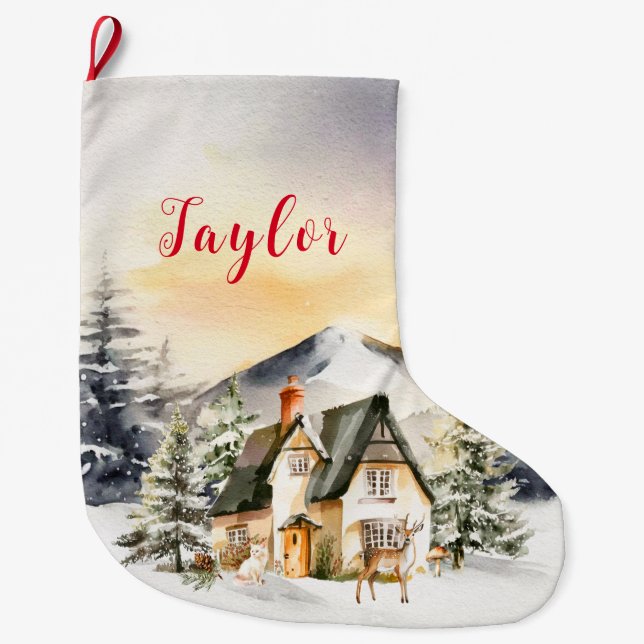Vinter-Helgdag julstuga Stor Julstrumpa (Framsidan)