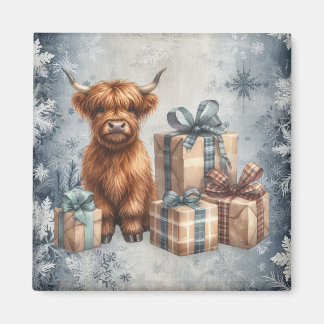 Vinter Highland Ko Blå Gåvor Magnet