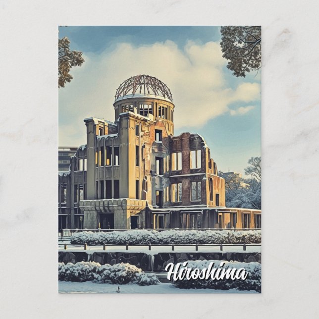 Vinter Hiroshima Japan Fredskupolen Resa Vykort (Framsida)