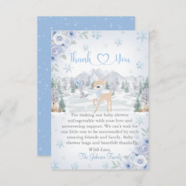 Vinter Hjort Blue Snowflake Baby Shower Tack Kort