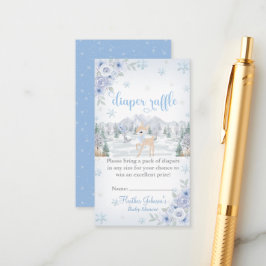 Vinter Hjort Blue Snowflake Baby Shower Tilläggskort
