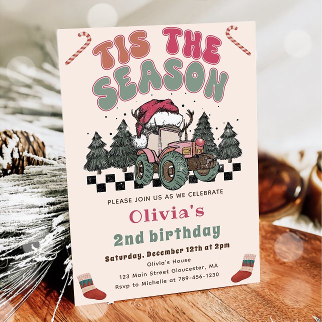Vinter Hjort Jul-Födelsedagsfesten Lastbil Inbjudningar (Skapare uppladdad)